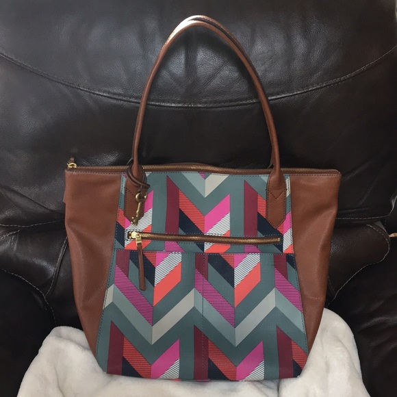 Fossil Handbags - Fossil Fiona Chevron large tote